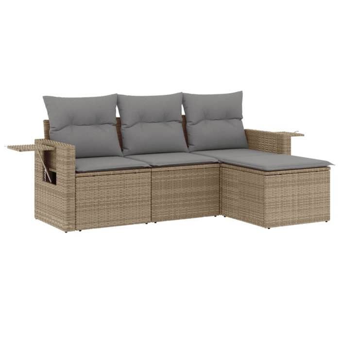 VidaXL Salon de Jardin avec Coussins 4 pcs, Canapés de Terrasse, Ensemble de Meubles de Patio, Mobilier d'Extérieur, Beige 3252406