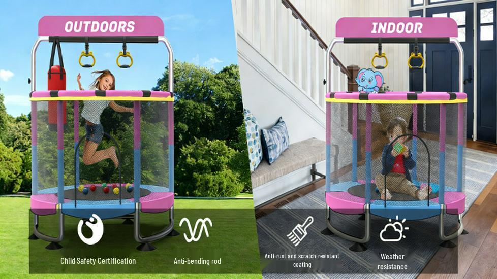 Children's Indoor Trampoline with Safety Fence for Ages 0-6