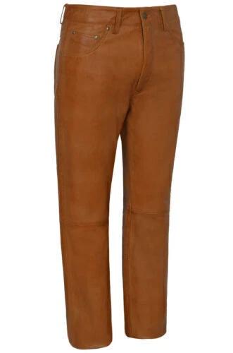 TAN Stylish Pant Men's New Casual 100% SOFT Sheepskin Men's Leather Motorcycle