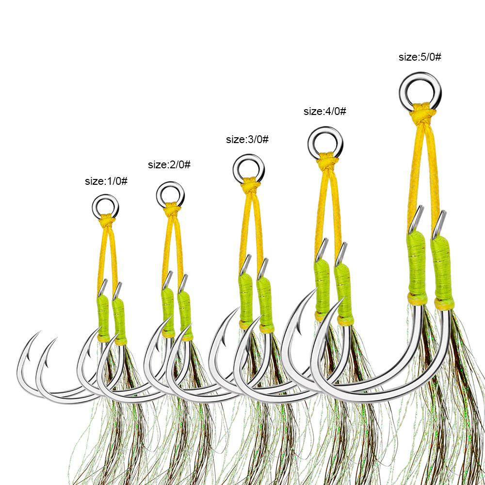 

2 пары/упаковка аксессуаров для рыболовных снастей для глубоководной рыбалки с лодки с синим рыболовным крючком Maru, медленно встряхивающейся железной пластиной и крючком для крепления волос 2/0# зелёный