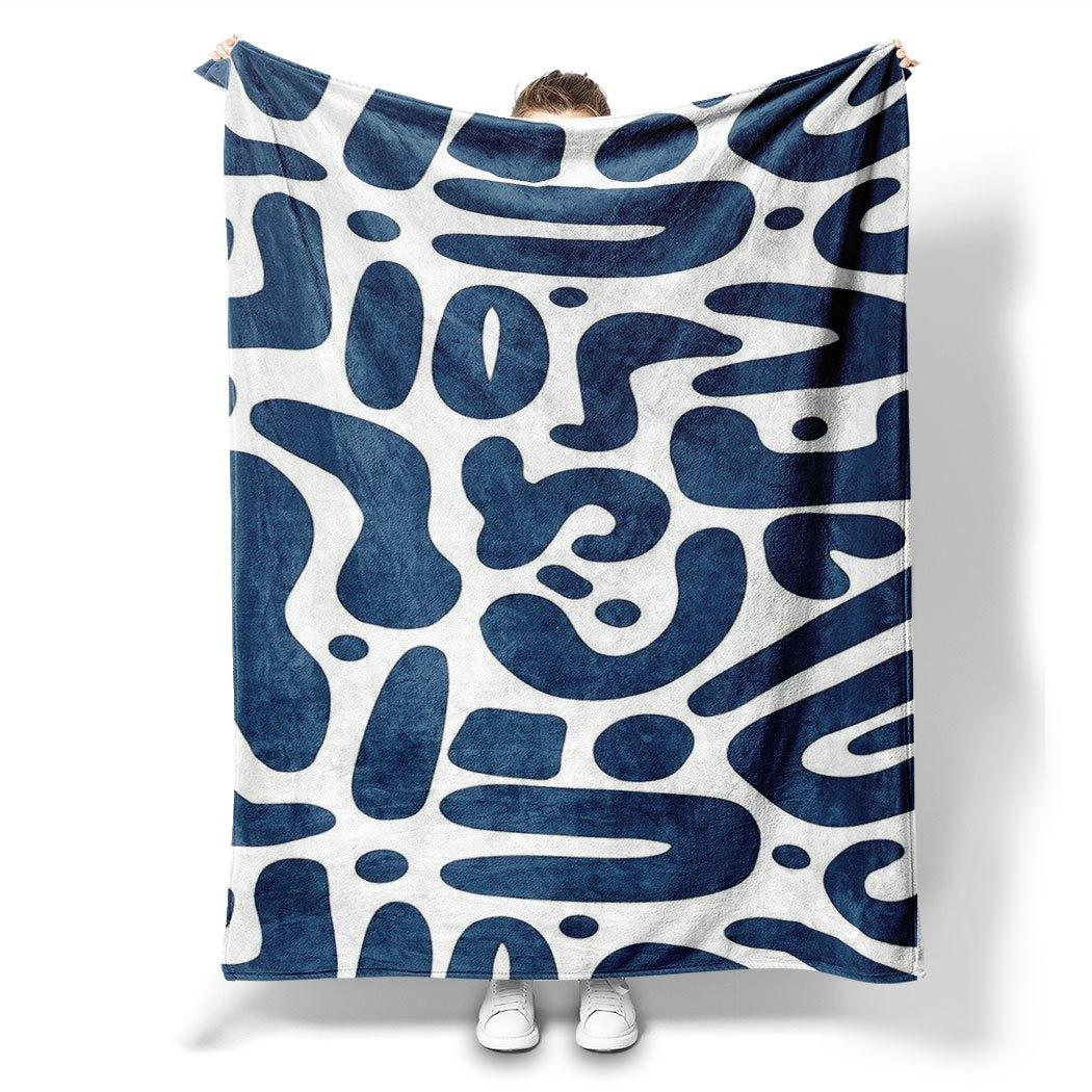 

Abstract Blue Pattern Flannel Throw Blanket Soft Cozy Fleece for Home Office Sofa and Car All Season Trendy Gift 100x150cm