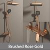 Hot Cold Bathroom Shower System Faucets 12 Inch Round Rain Shower Head Brushed Rose Gold Hot Cold Waterfall Bathroom Shower Set