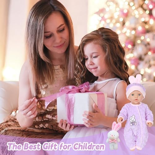6-Piece Bunny Baby Doll Clothes Outfits for 12-18 Inch Dolls (30-43 cm), Includes Bunny Hat Socks & Hanger, Newborn Doll Clothing