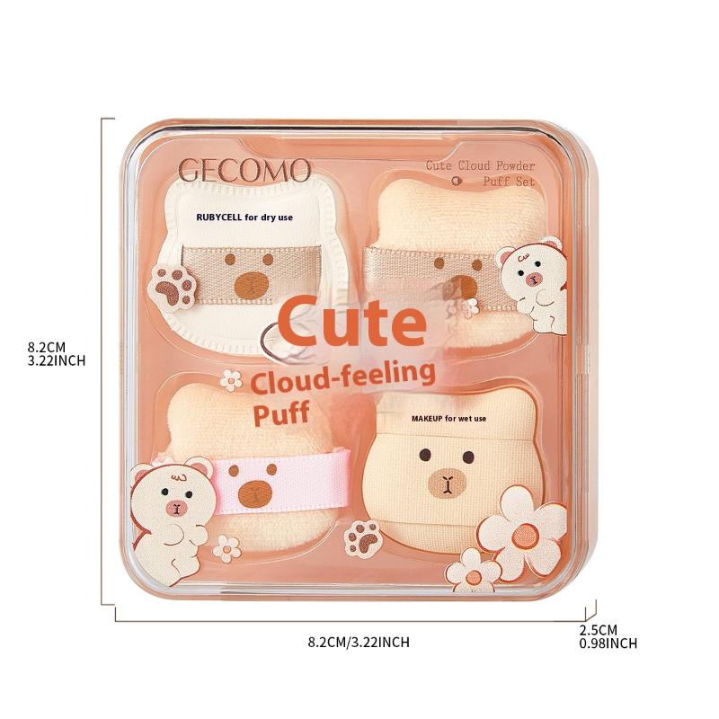 5 PCS/box Cute Bear Shaped Makeup Sponge, Soft Makeup Blender Sponge, for Dry and Wet Use Makeup Sponge Set with Dust-Proof Box