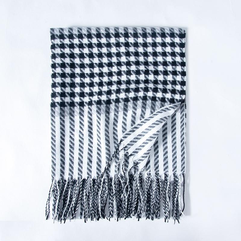 

New Knitted Autumn Winter Women Men Vintage Scarf Warm Houndstooth Scarve Pashmina Mujer Foulard Bufanda Wrap Shawl Echarpe One Size& 8Y