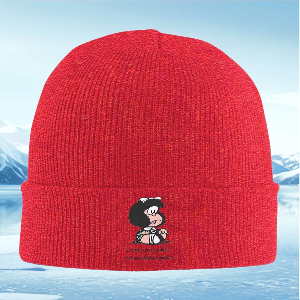 Girl seated with glasses Black hair Men Women Unisex Knitted Hat Beanie Pullover Cap Winter Thermal Warm Christmas Outdoor Cyc