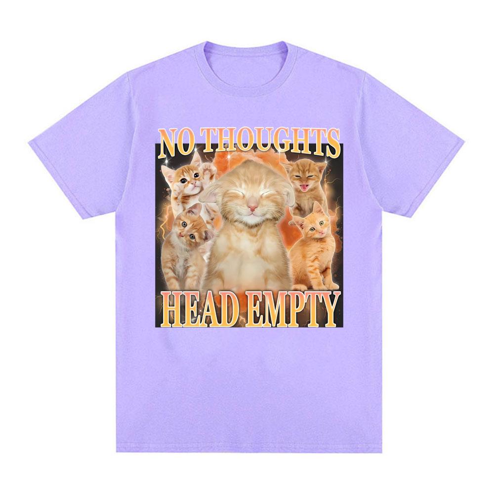 No Thoughts Head Empty Funny Cat Meme Graphic Tshirts Unisexs Clothing Fashion Retro T Shirts Oversized Casual T Shirt Streetwear