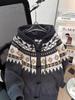 Unisex Fair Isle Horn Button Hooded Knit Cardigan Coat - Autumn/Winter Korean Style