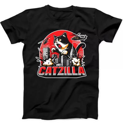 Catzilla Lustige Katze Humorvolles Geschenk Schwarzes T-Shirt 205