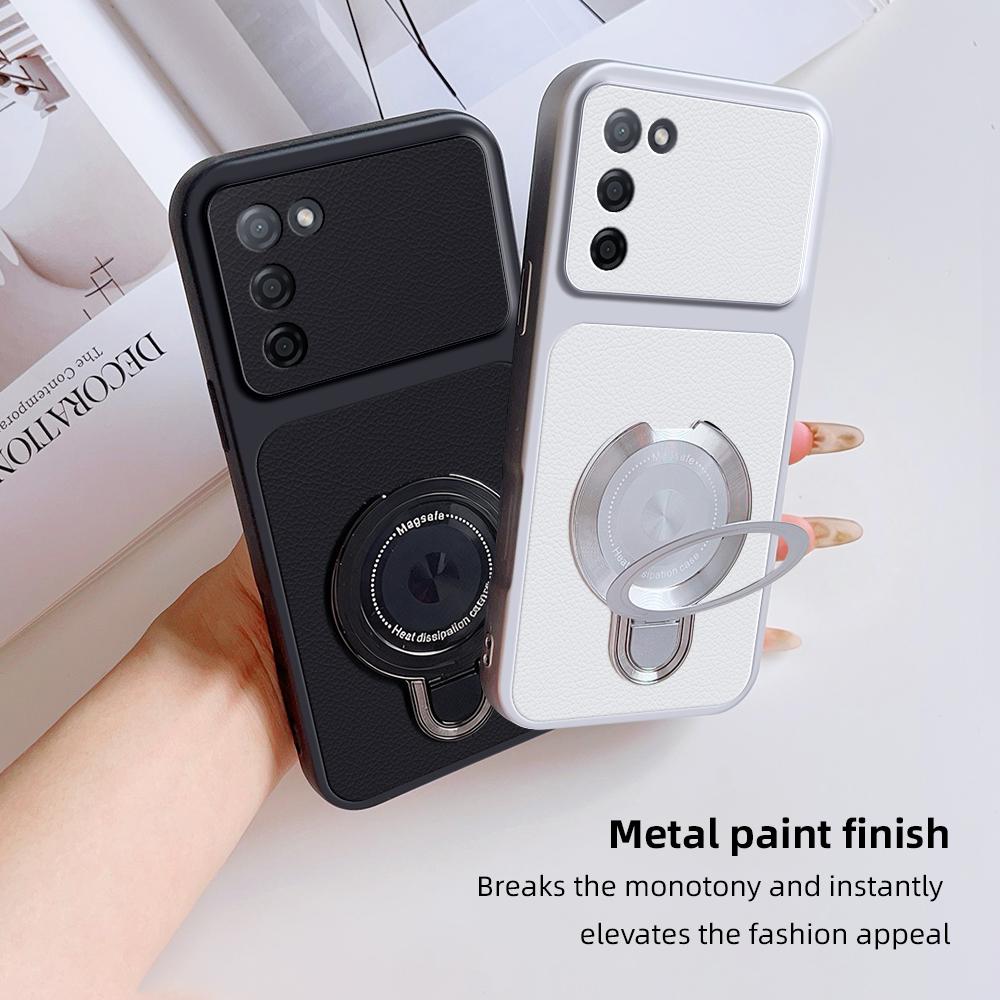 For Oppo A55 5G A16s A16 A54 4G Case Oppo A54s A56 Cover Oppo A53s 5G leather Case Magnetic Bracket Magsafe Holder Stand Cover
