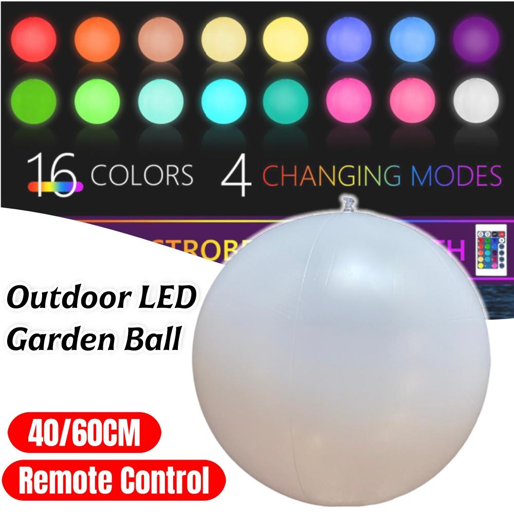 Pelota LED Luminosa para Jardín 16 Colores Globo LED Inflable para Piscina Control Remoto Bola Luminosa Rebotante Decoración para Fiesta Holiday Hogar
