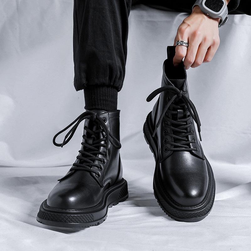 men luxury fashion motorcycle boots  designer shoes party nightclub dress cowboy genuine leather boot platform ankle botas