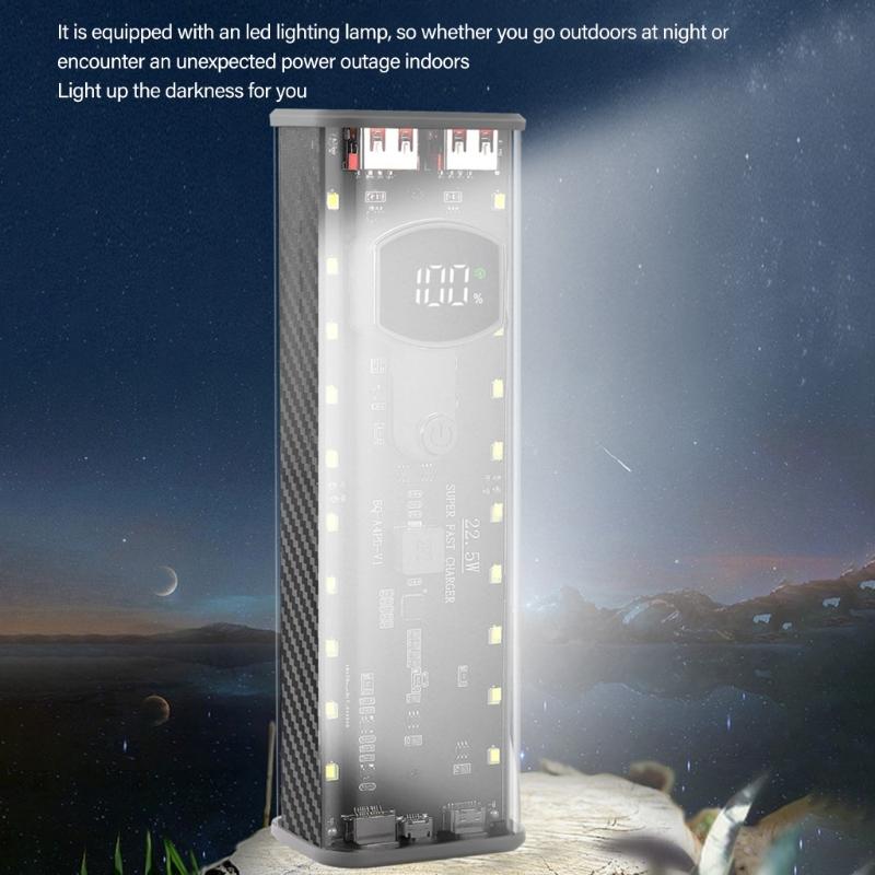 For 21700 Battery Storage Box USB C Quick INstalls Case Transparent Enclosure 4 Cell Holder Not Need Welding