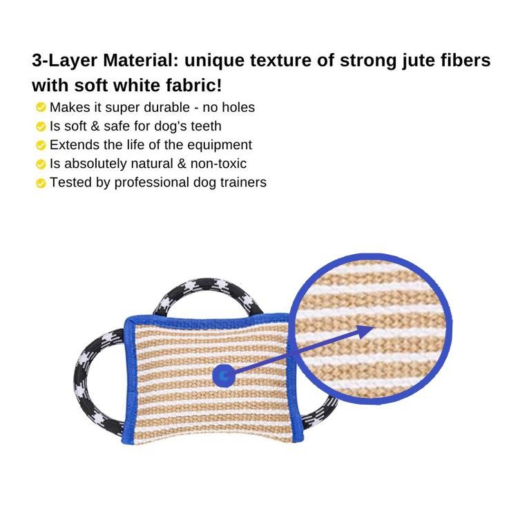Eco-Friendly Dog Bite Pillow Linen & Jute Tear Resistant 3-Handle Safety Training Dog Toy