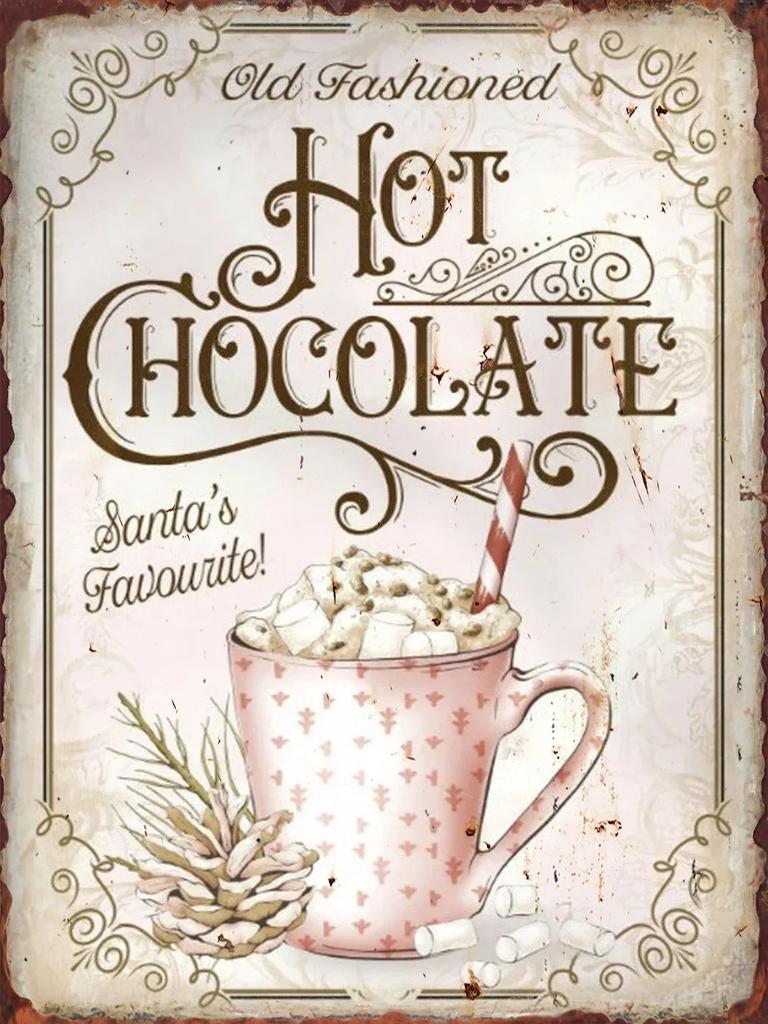 Christmas Hot Drink Metal Tin Sign Bakery Coffee Shop Bar Dessert House Vintage Wall Decor Poster Home Kitchen Decoration Plaque