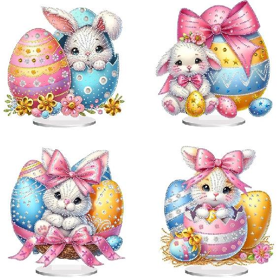 BAYUNOE DIY Diamond Art Painting Desktop Ornament Easter Handmade Double-Sided Pattern Diamond Art Decorated Tabletop Ornaments Single Sided Diamond