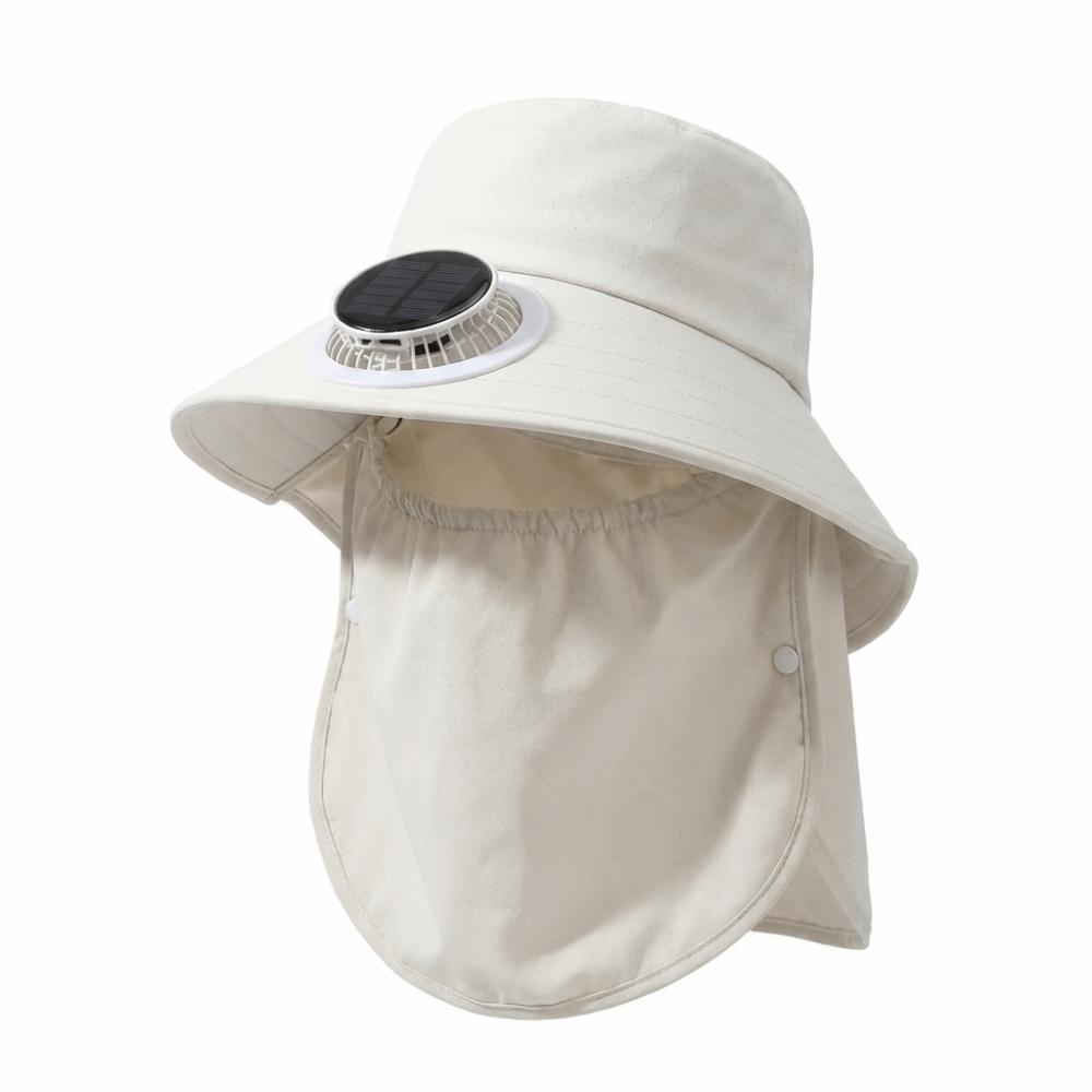 

Breathable Solar Fan Hat Long-lasting Wide Brim Fishing Hat for 3.7V300MAH Outdoor бежевый