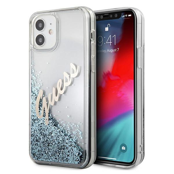 Guess Guhcp12Sglvsbl Iphone 12 Mini5,4 Niebieski/Blue Hardcase Glitter Vintage Script