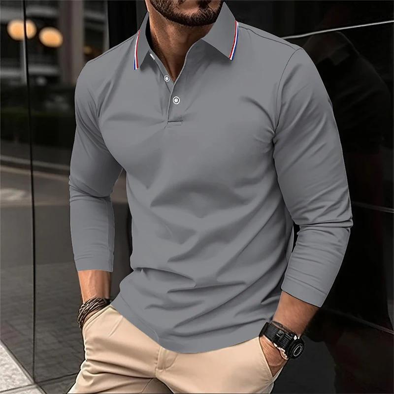 Essential Men's Long Sleeve Polo Shirt, Stylish Casual Top