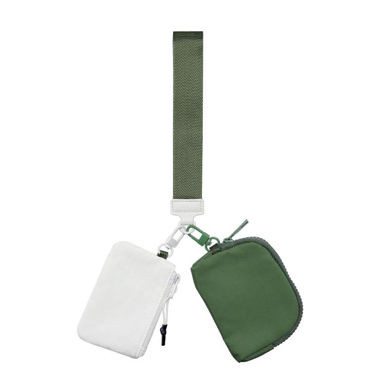 Lulu Multifunctional Waterproof Nylon Wrist Bag: Stylish Double-Pocket Coin, Card Purse & Key Chain.