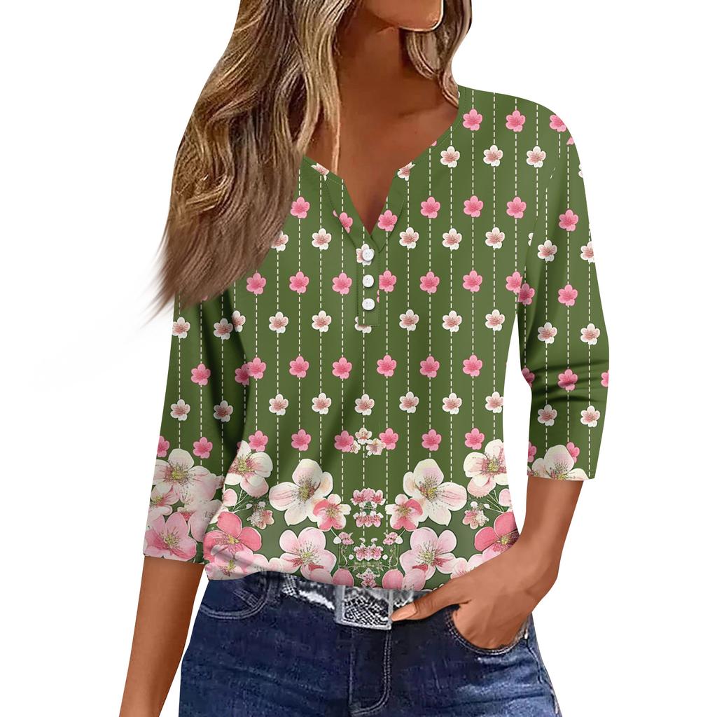 Women's 3/4 Sleeve Shirts Graphic Tees Shirts Casual Basic Tops Pullovers