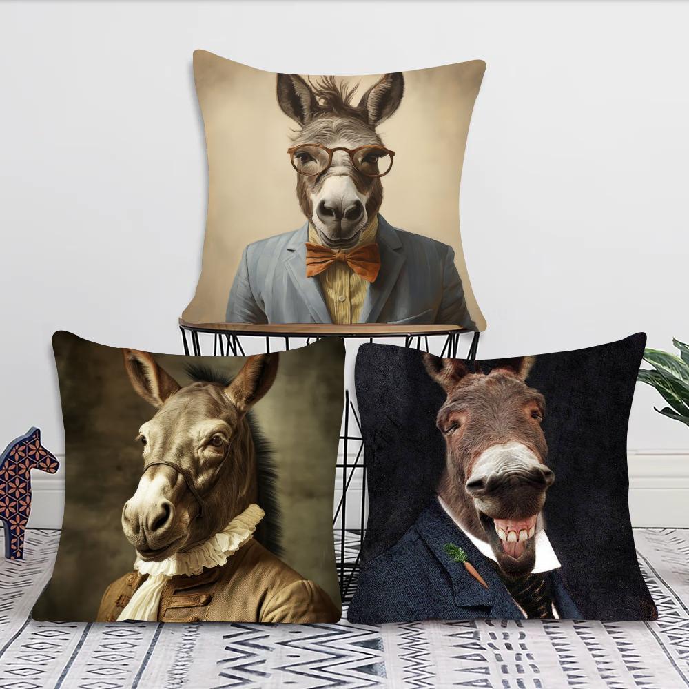 1 Stück Abstrakt Lustiges Tier Esel Kissenbezug Quadrat Schlafzimmer Sofa Freizeit Komfort Kissen Auto Wohnzimmer Heimdekoration
