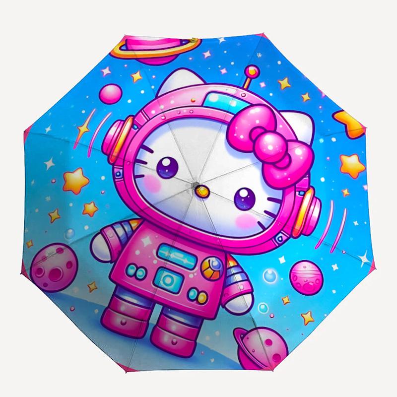 

1PC Hello Kitty Pattern Automatic Folding Umbrella, Portable Collapsible Design, Casual Outdoor Accessory, For All Seasons yy250912052