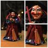 Halloween Witch Doll Decoration Spooky Witch Statue with Broomstick for Home Living Room Fireplace Mantel End Table Desktop Decor