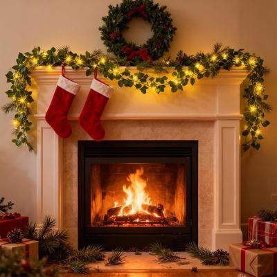 180cm LED Fairy Light Olive Vine Garland 96 LEDs Waterproof with Timer for Christmas Wedding Party Holiday Fireplace Decoration