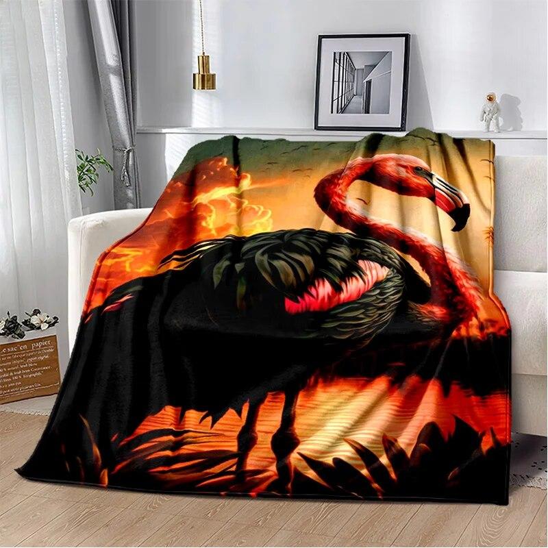 Cartoon Pink Flamingo Rainforest Love Bird Blanket,Soft Throw Blanket for Home Bedroom Bed Sofa Picnic Travel Cover Blanket Kids