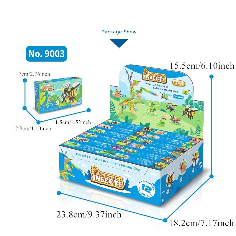 Non-Toxic 12-In-1 City Creativity Jungle Animals Zoo Insect Spider Dragonfly Ladybug Bee Model Building Blocks Bricks Collectible Toys