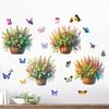 Flower Basket Butterfly Rose Peony Decals Self-adhesive Waterproof Wall Sticker