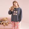 Fenteng [Xiaoxiong Tribe IP Collaboration] Spring Round Neck Pure Cotton Long-Sleeved Pajamas for Girls