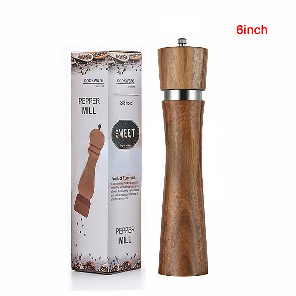 

6/8/10 дюймов Мельница для соли и перца, Мельница для специй и перца из массива дерева с прочным регулируемым керамическим механизмом, Кухонные инструменты для приготовления пищи