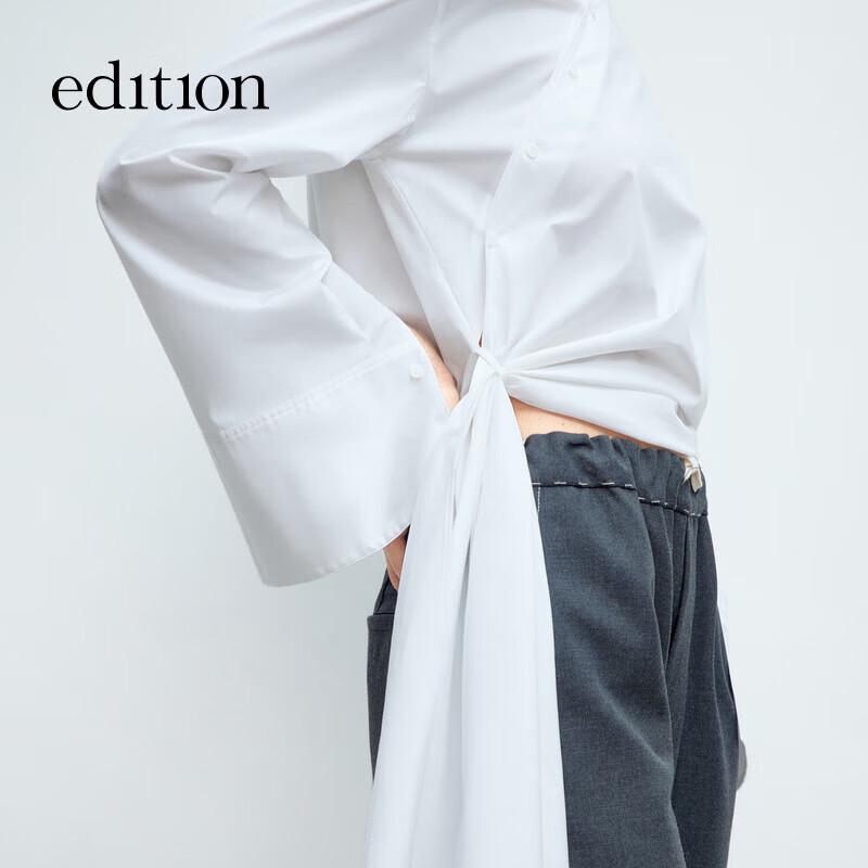 Edition Women's New Chinese Style Cropped Tie-Front Shirt
