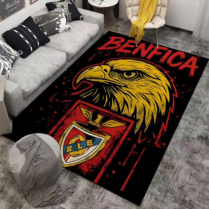 Tappeto con Stampa Aquila Gialla con Testo Benfica e Design Logo SLR Adatto per l'uso come antiscivolo per soggiorni, camere da letto, divani