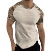 Camouflage Style Printed Raglan Sleeves Men's Short Sleeved Top