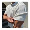 Men's White Hollow Knit Polo Shirt Short Sleeve Breathable Mesh Summer Casual Slim-Fit Knitwear Top