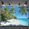Hawaiian Tropical Summer Beach Background with Flamencos, Flowers, Aloha, Luau, Surfboard, for Parties, Photographic Studio Decoration