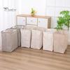 Minimalist Home Decor Basket Laundry with Wooden Handles, Cotton And Linen Large Easy Clean Hamper Basket, Storage Space Saving Foldable Organizer for