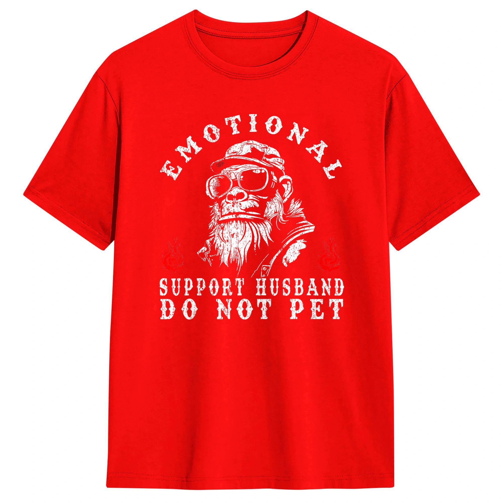

Emotional Support Husband Do Not Pet Funny Monkey T Shirt Novelty T Shirts Vintage Tshirt Summer Cotton Oversize Top Tees S