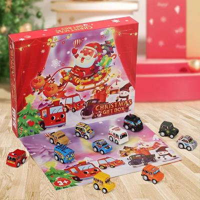 Christmas Advent Calendar 2025 with Pull Back Car Toys Car Stuffer Toys Xmas Calendar for Birthday Xmas Gift Box