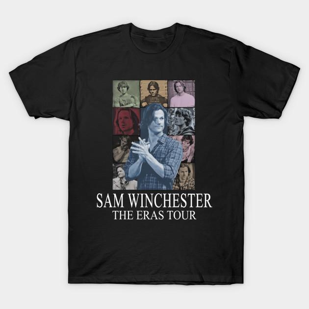 

Men Black Print T-shirt Sam Winchester The Eras Tour No-Cut Transfer Paper Print Cotton Tshirt 3XL чорний
