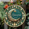 2D Flat 1pc Classic Aluminium Ramadan Kareem Hanging Decor Plaque, Moon and Lantern Signs, Eid Mubarak Decor, Home Living Room Decor, Ramadan