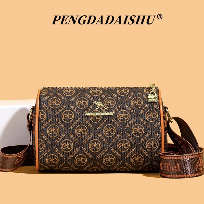 Women's Shoulder Bag Versatile Casual Retro Printed Wide Shoulder Strap Women's Bag Trendy Fashion Commuter Messenger Bag Women