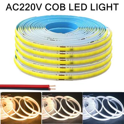 Striscia LED COB 220V 0.5M-10M Nastro Flessibile Luce IC Intelligente Non Necessita di Driver Alta Luminosità 240 LED Illuminazione Lineare RA95 Calda Azzurro Ghiaccio