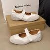 Korean Sle Spor Mary Jane Oes with Magic Tape Anti-Aging Casual Flats Color Blo Soft Flat Bot Women's Footwear