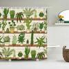 Cactus Shower Curtains Waterproof Polyester Fabric Shower Curtains Tropical Plants Bathroom Screen Curtain Home Decor 180X180cm