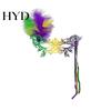 Lace And Bead Masque Masquerade Carnival for Women Mardi Gras Purple Green Yellow Feathered Feather Prom Ball Wedding Halloween Party Favors Vibrant