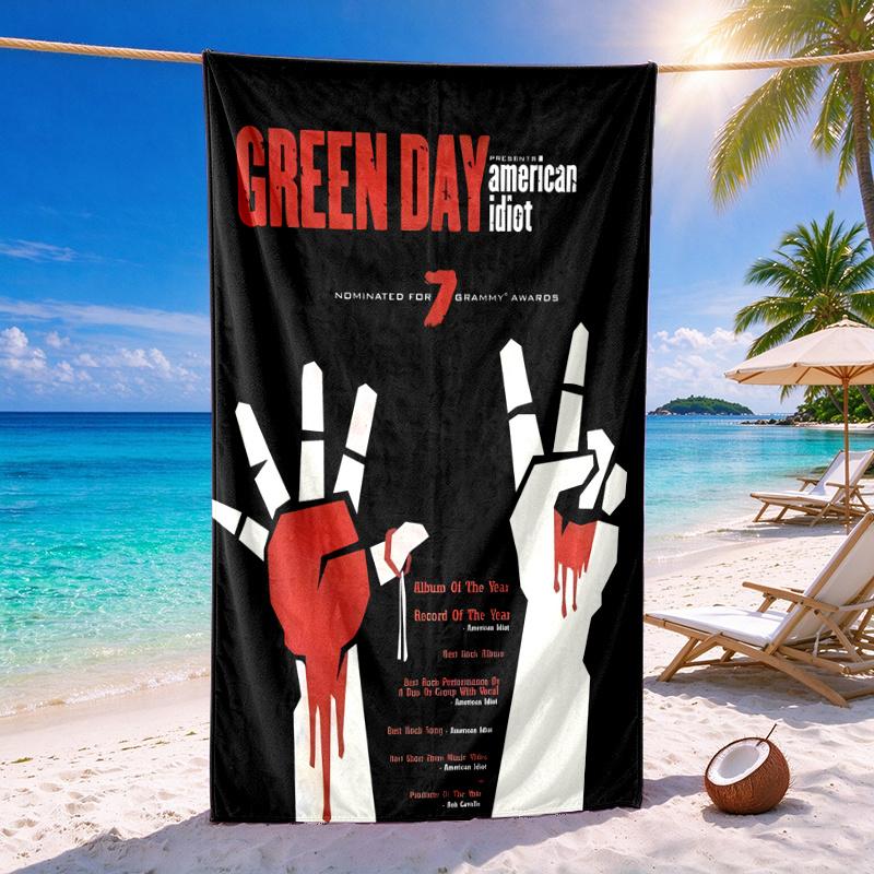 Green Day Quick-drying soft and absorbent beach towel—perfect for beach trips swimming outdoor camping and travel an essential beach item